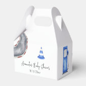 Blauer Rennwagen Babydusche Geschenkschachtel (Rückseite)