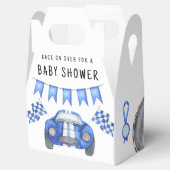 Blauer Rennwagen Babydusche Geschenkschachtel (Geöffnet)