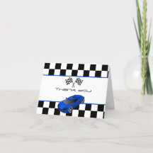 Blauer Rennwagen | Dankeskarten für Kindergeburtst