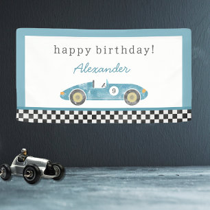 Blauer Rennwagen-Geburtstag Banner
