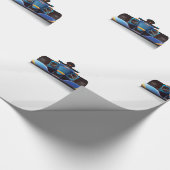 Blauer Rennwagen Geschenkpapier (Ecke)