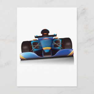 Blauer Rennwagen Postkarte