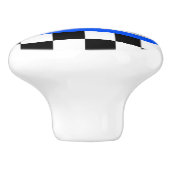 Blauer Rennwagenmonogrammflaggen-Grafiktürknauf Keramikknauf (Seitenansicht)