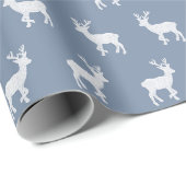 Blauer Rentier Winter Moderner Minimalistischer We Geschenkpapier (Rolleneckpunkt)
