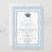 Blauer Retro-Abschluss mit Foto-Einladung Einladung (Rückseite)