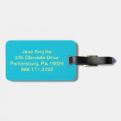 Blauer Retro Blumen-Gepäck-Umbau Gepäckanhänger (Rückseite horizontal)