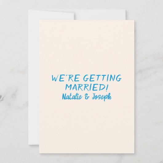 Blauer Retro-Champagnerturm Hochzeit mit Handzeich Einladung (Rückseite)