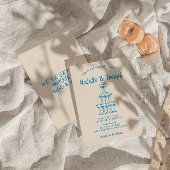 Blauer Retro-Champagnerturm Hochzeit mit Handzeich Einladung