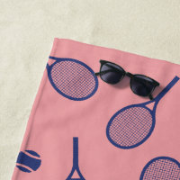 Blauer Retro Racquets Ball Pattern Tennisspieler