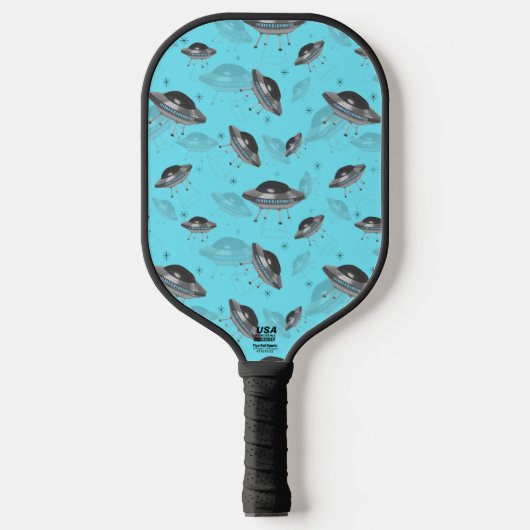 Blauer Retro UFO Pickleball Paddle (Vorderseite)