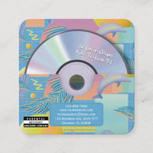 Blauer Retro Vaporwave Musikproduzent CD DJ Quadratische Visitenkarte