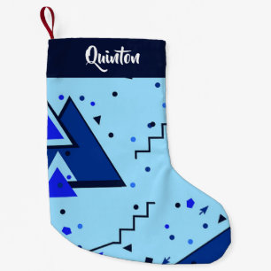 Blauer Retrodruck Kleiner Weihnachtsstrumpf