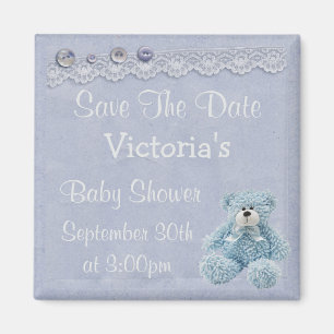 Blauer Rettet-den-Tag-Teddybär-Baby-Junge-Shower Magnet