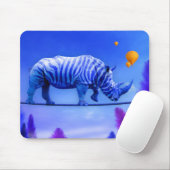 Blauer Rhino auf Seil Mousepad (Mit Mouse)