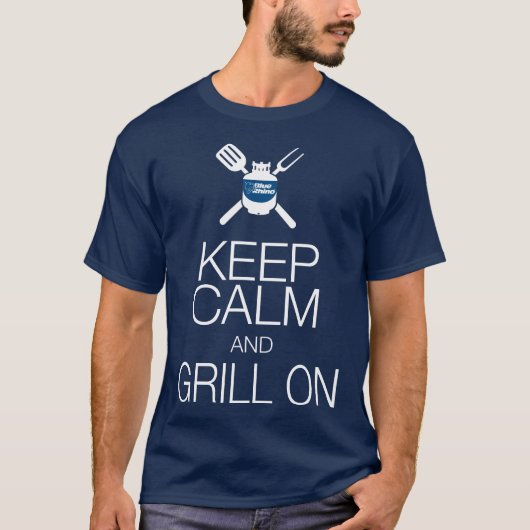 Blauer Rhino "Behalt Calm, Grill On" Männer T-Shirt (Vorderseite)