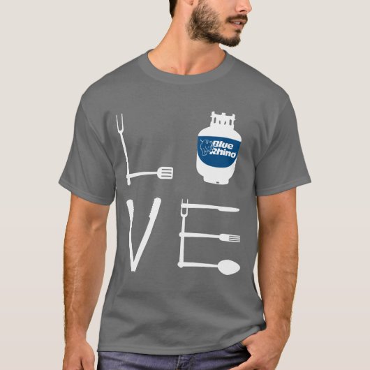 Blauer Rhino "Liebe Utensils" Männer T-Shirt (Vorderseite)