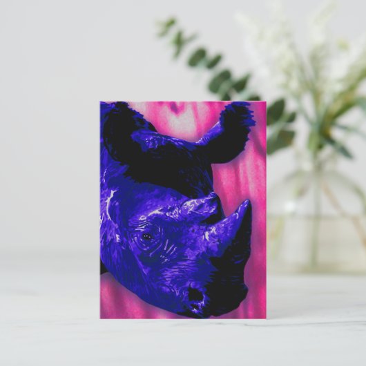 Blauer Rhino Postkarte (Stehend Vorderseite)