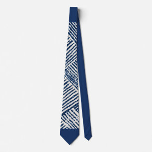 Blauer Rhythmus Indigo Blau Geometrisches Muster Krawatte