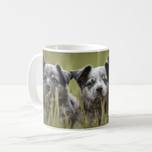 Blauer Rind Hunde Welpen Kaffee Tasse (Vorderseite Links)