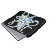 Blauer Ring Octopus Schwarze Tentakeln Laptopschutzhülle (Vorne Knopf)