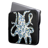 Blauer Ring Octopus Schwarze Tentakeln Laptopschutzhülle (Vorderseite Links)