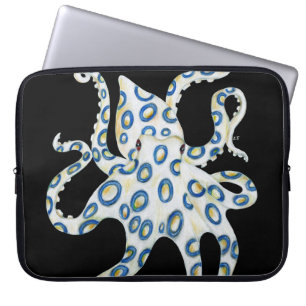 Blauer Ring Octopus Schwarze Tentakeln Laptopschutzhülle