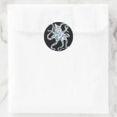 Blauer Ring Octopus Schwarze Tentakeln Runder Aufkleber (Tasche)