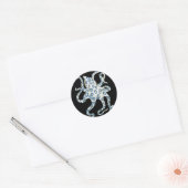 Blauer Ring Octopus Schwarze Tentakeln Runder Aufkleber (Umschlag)