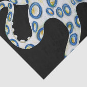 Blauer Ring Octopus Schwarze Tentakeln Seidenpapier (Ausschnitt)