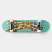Blauer Ring Oktopus und Bläschen Kunst Skateboard (Horizontal)