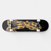 Blauer Ring Oktopus und Bläschen Kunst Skateboard (Horizontal)