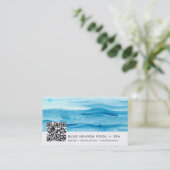 Blauer Rippel | Pool Care oder Swim QR Code Visitenkarte (Stehend Vorderseite)