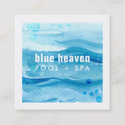 Blauer Rippel | Pool Care oder Swim Quadratische Visitenkarte (Vorderseite)