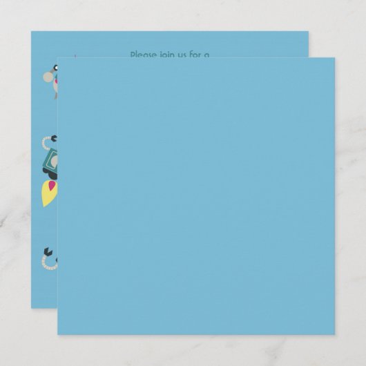 Blauer Roboter 5x5 Kinderdusche Einladung (Vorne/Hinten)