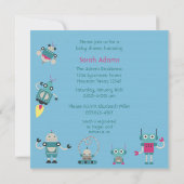 Blauer Roboter 5x5 Kinderdusche Einladung (Rückseite)