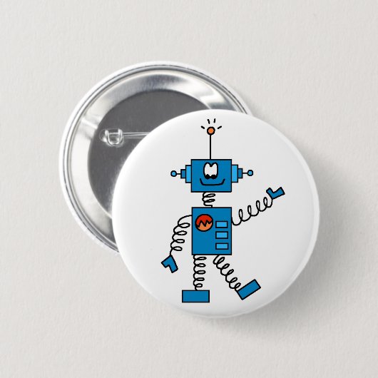 Blauer Roboter Button (Vorne & Hinten)