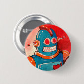 Blauer Roboter Button (Vorne & Hinten)