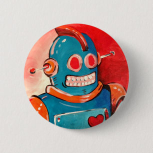 Blauer Roboter Button