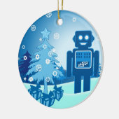 Blauer Roboter Chritsmas Keramikornament (Links)