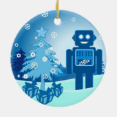 Blauer Roboter Chritsmas Keramikornament (Hinten)