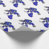 Blauer Roboter für Kinder - Hintergrundfarbe auswä Geschenkpapier (Ecke)