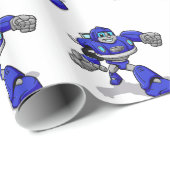 Blauer Roboter für Kinder - Hintergrundfarbe auswä Geschenkpapier (Rolleneckpunkt)