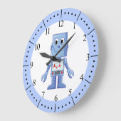 Blauer Roboter Große Wanduhr (Winkel)