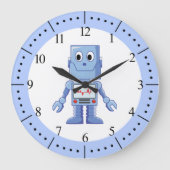 Blauer Roboter Große Wanduhr (Vorderseite)