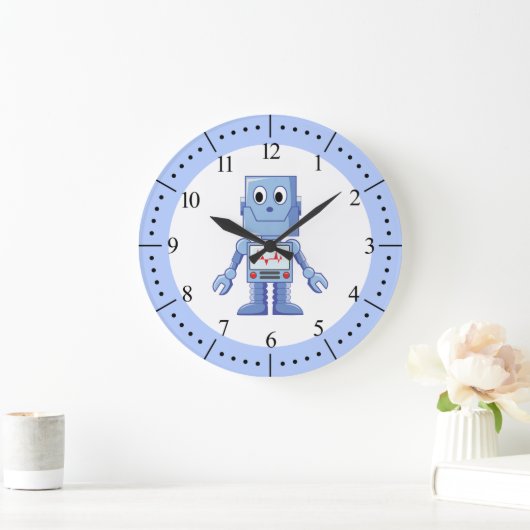 Blauer Roboter Große Wanduhr (Zuhause)