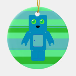 Blauer Roboter Keramikornament