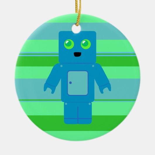 Blauer Roboter Keramikornament (Vorne)