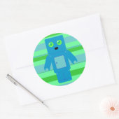 Blauer Roboter Runder Aufkleber (Umschlag)