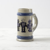 blauer Roboter Stein Bierglas (VorderseiteRechts)