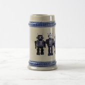 blauer Roboter Stein Bierglas (Mittel)
